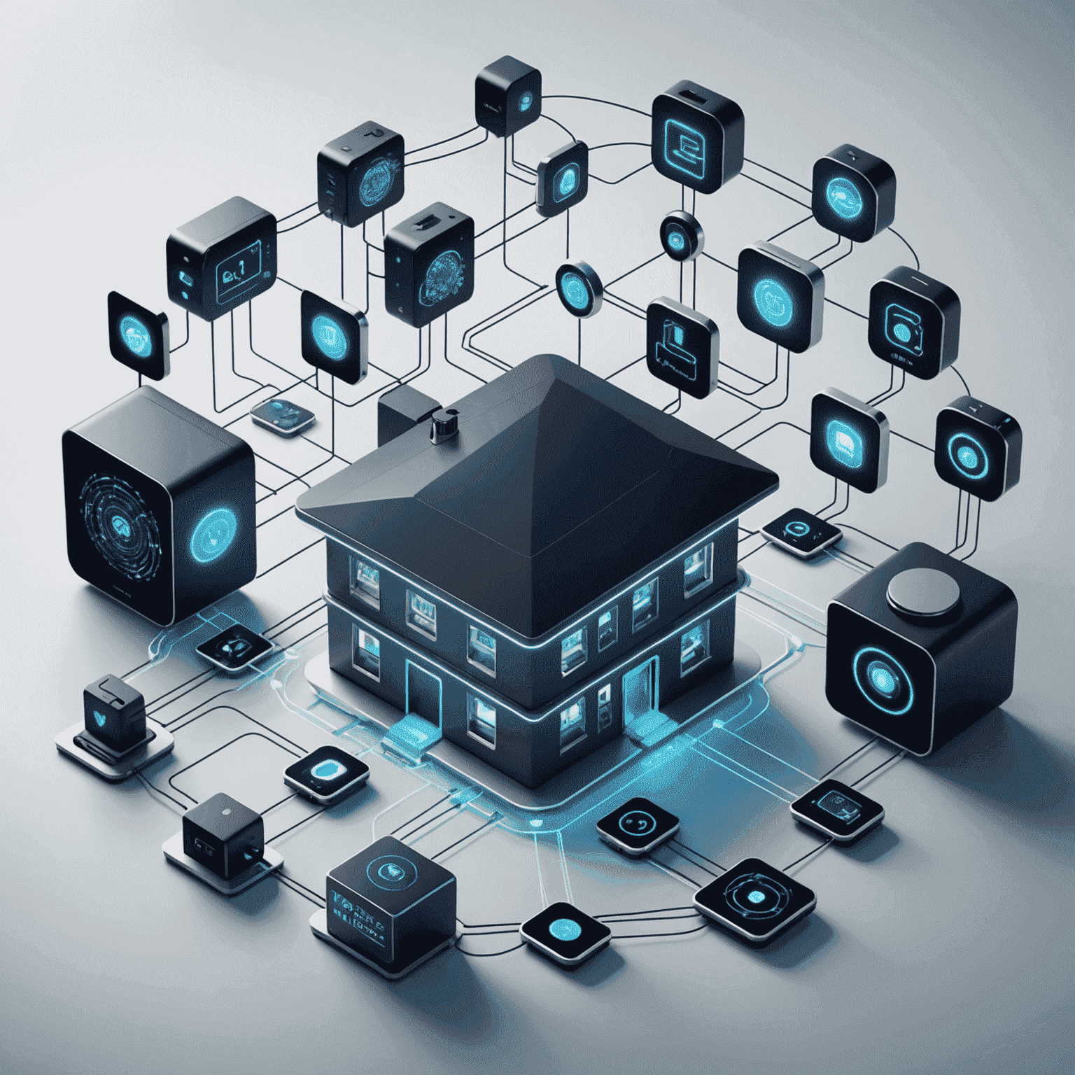 A futuristic image depicting various IoT devices connected in a network, including smart home appliances, industrial sensors, and wearable technology. The image showcases the interconnectedness of these devices with flowing data streams represented by glowing lines.